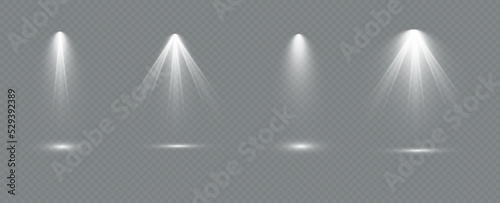 Spotlight. Vector set of light. Studio lighting. Stage spotlight. Rays of light.