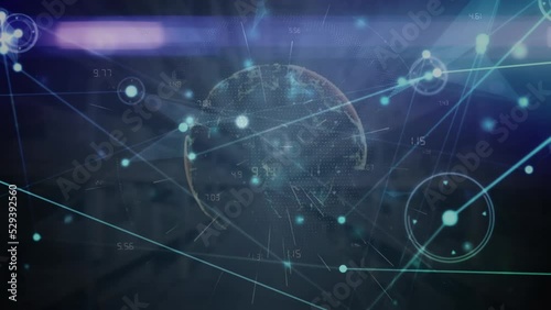 Wallpaper Mural Animation of network of connections and light trails over globe against blue background Torontodigital.ca