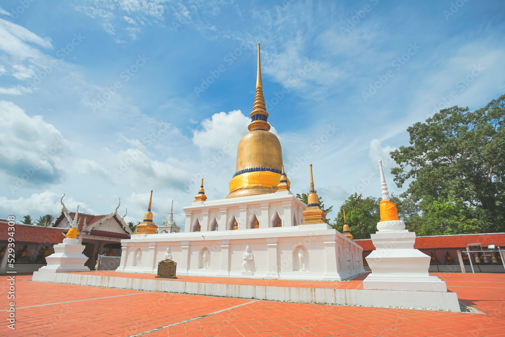 The famous temple Phra That Sawi, one of travel destinations in Chumphon, Thailand.