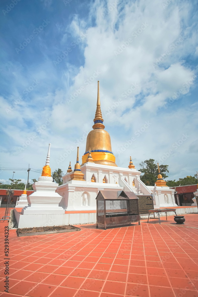 The famous temple Phra That Sawi, one of travel destinations in Chumphon, Thailand.
