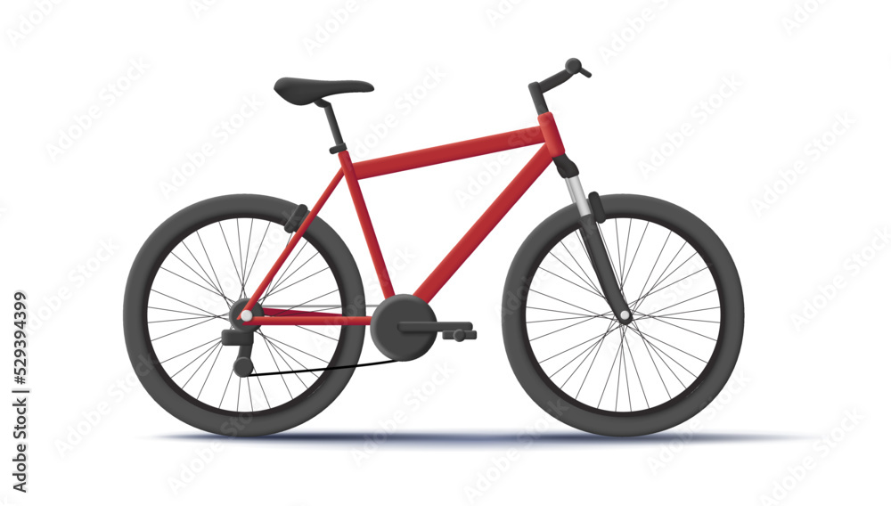 3d illustration of bicycle, red and black realistic . Vector illustration