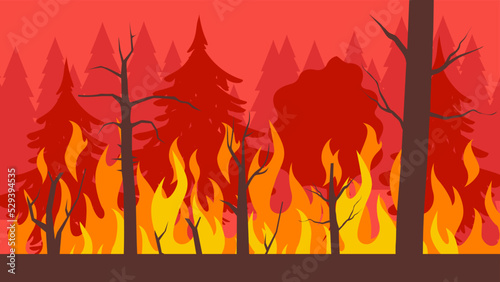 Forest fire, illustration, vector, cartoon