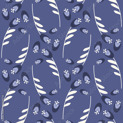 bellflower on purple background seamless pattern for textile and wrapping paper design, vector eps illustration