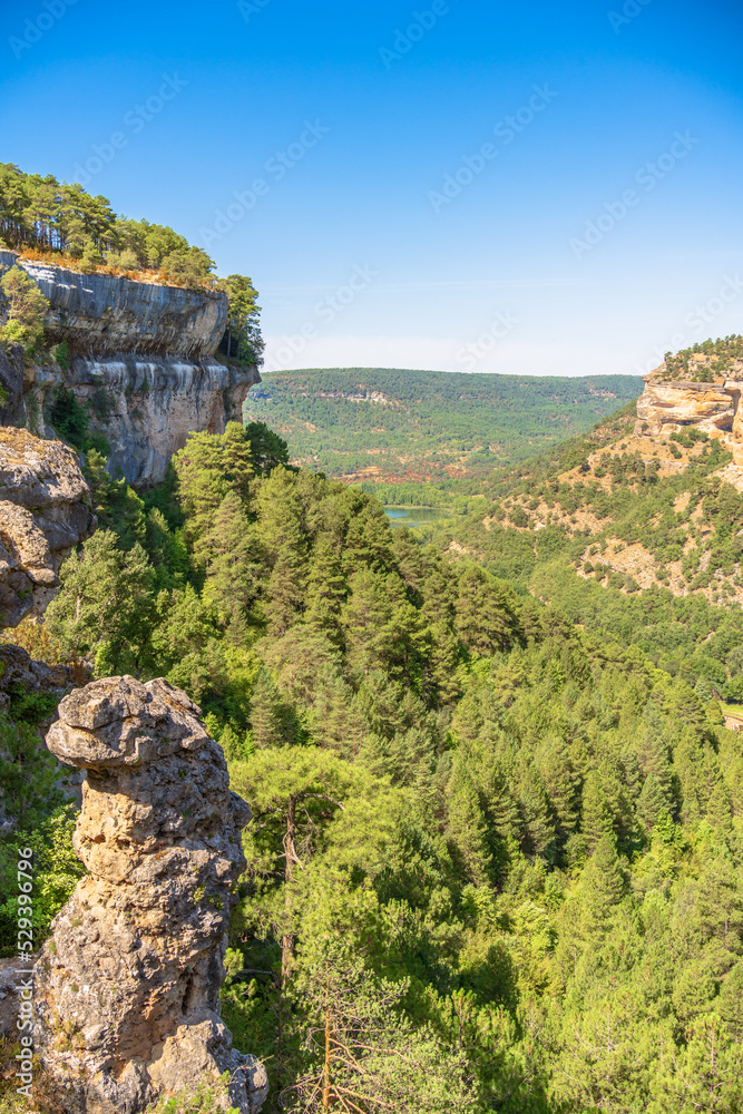 Landscape of the Serranía de Cuenca. Karst eroded by water and coniferous forests