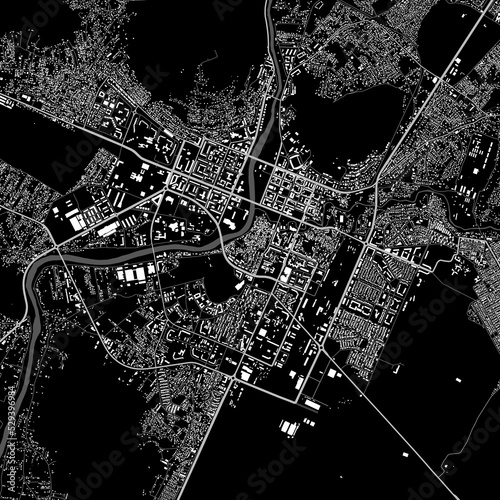 Vector map of Podgorica city. Urban black and white poster. Road map with metropolitan city area view.