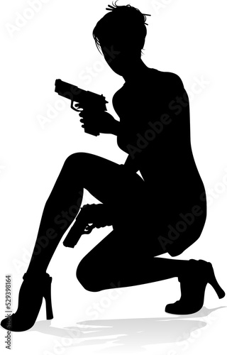 Woman Silhouette Action Sec...