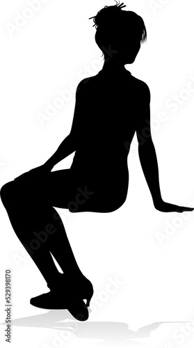 Woman Sitting Seated Silhouette photo