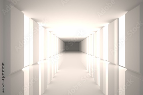 Digitally generated room with bright light