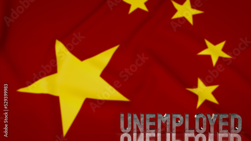 The unemployed on Chinese flag for business concept 3d rendering