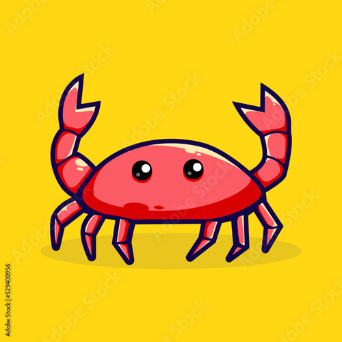 Cute crab cartoon vector icon illustration. Nature Icon Concept. Isolated Premium Vector.