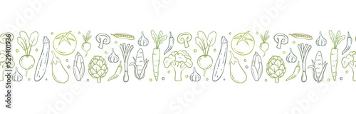 Lovely hand drawn vegetables seamless pattern, doodle veggies, great for textiles, wrapping, packaging - vector design