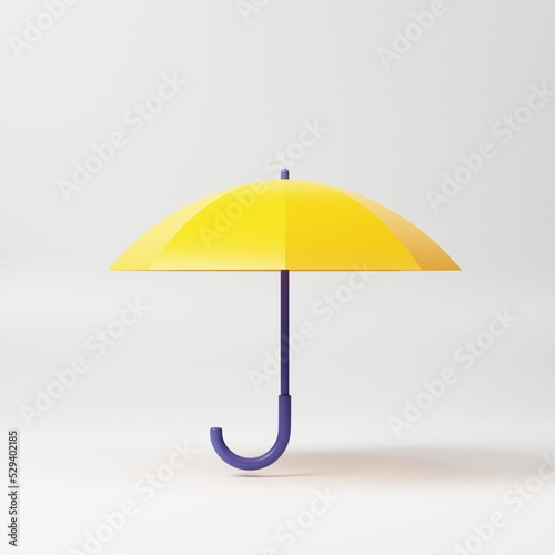 yellow umbrella on white background 3d rendering