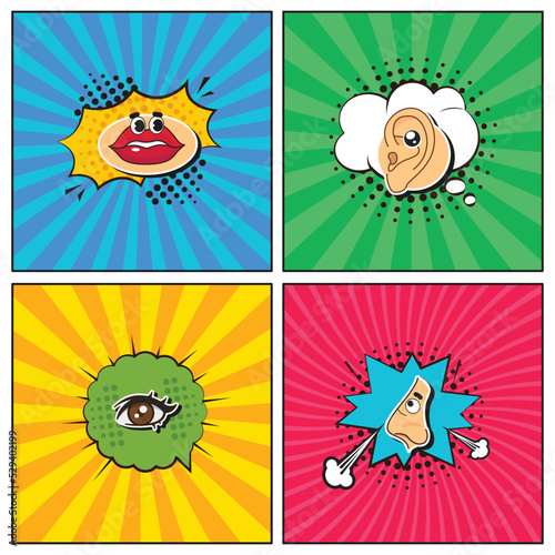 Hand drawn flat trendy cartoon elements collection part of body