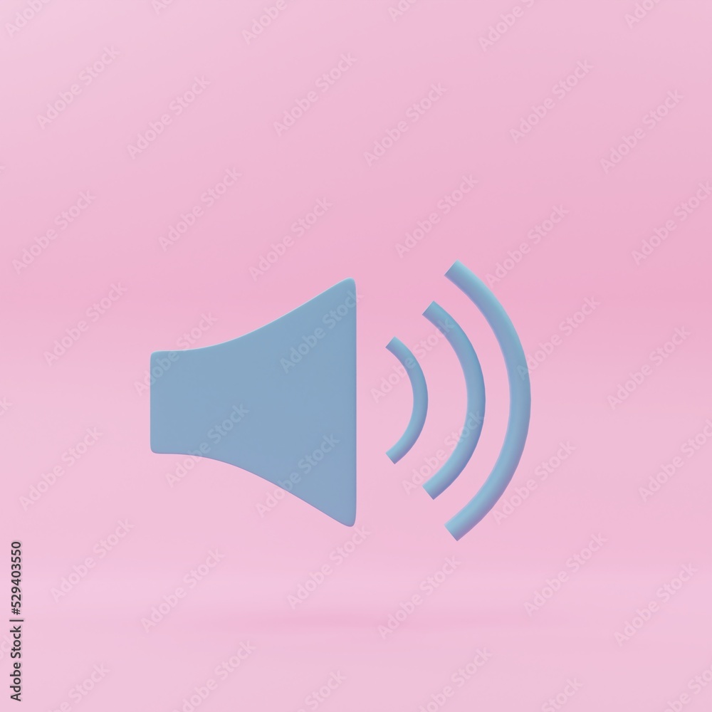 Sound icon. Pink background. 3d rendering. Sound icon. Pink background. 3d rendering.