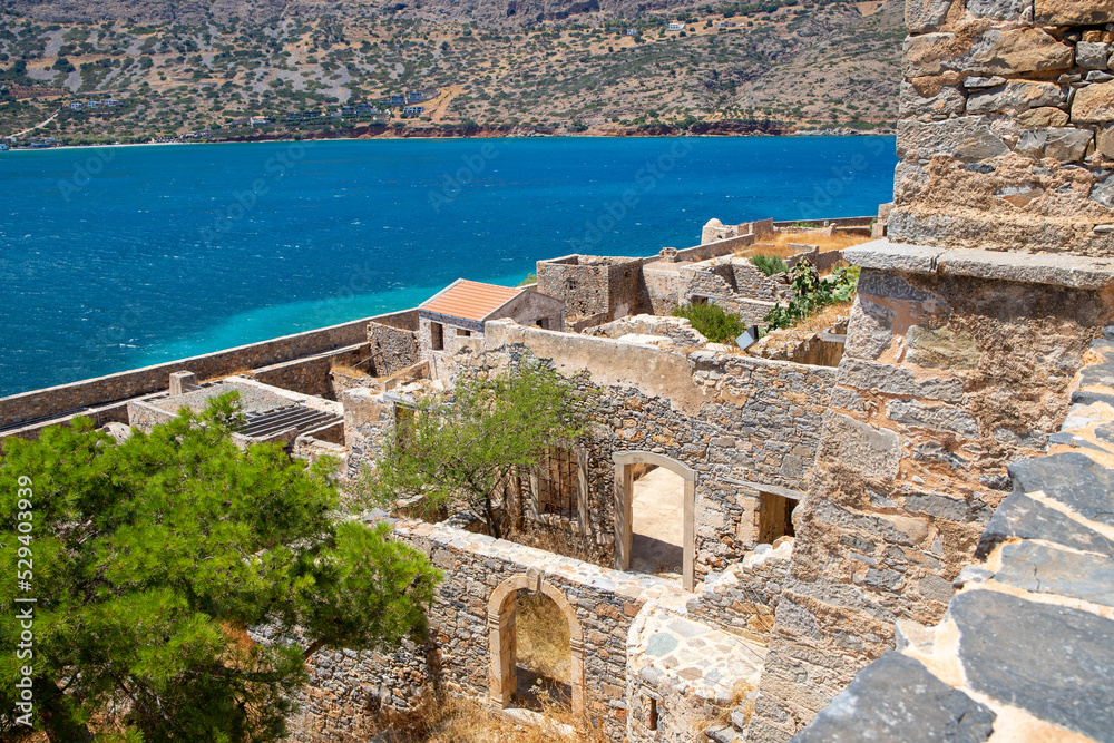 Old house ruins on Spionalonga, Crete Old house ruins on Spionalonga, Crete