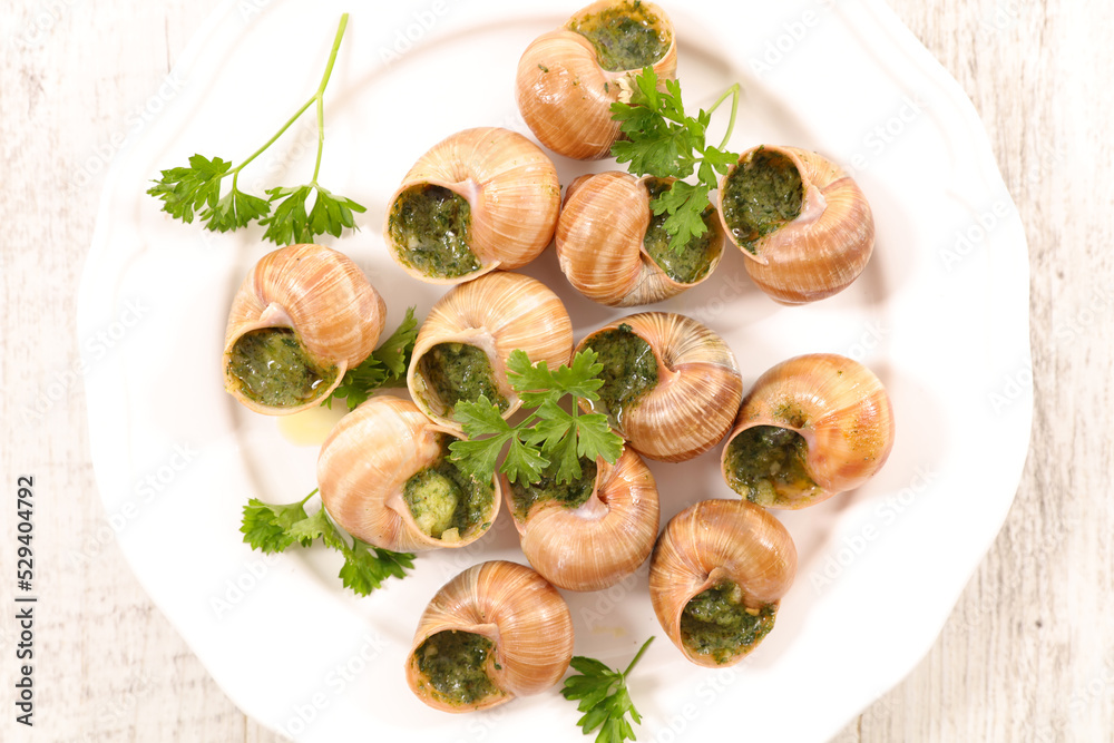 escargot de bourgogne- snail cooked with butter and parsley escargot de bourgogne- snail cooked with butter and parsley