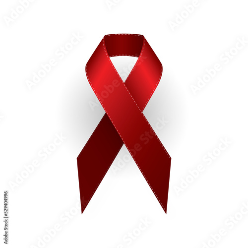 A red HIV and AIDS ribbon, support and sign or logo on a png, transparent and isolated or mockup background. A vector, illustration and design for health care, wellness and awareness