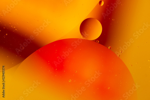 Abstract droplets oil bubbles on the water colorful background, macro photography oil bubbles surface