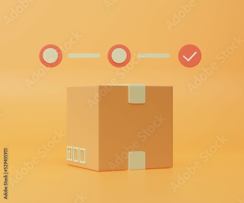 Cardboard box, delivery package, shipping box. Transportation, delivery, shipping concept. 3d rendering icon. Cartoon minimal style.