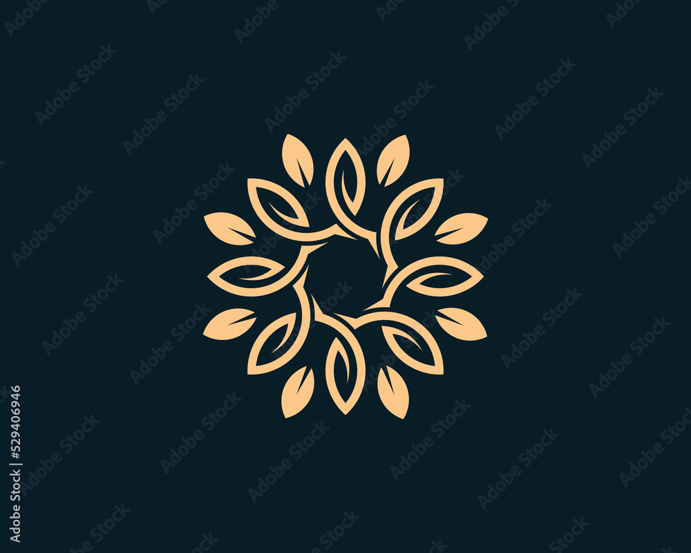 Elegant Leaf Floral Flower Logo Concept icon symbol sign symbol Design Element. Natural Products, Cosmetics, Ecology, health Care, spa, yoga Logotype. Vector illustration template