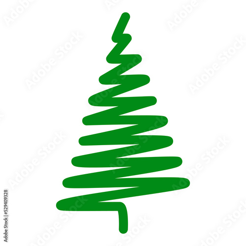 Árbol de navidad geométrico y abstracto, con forma de triángulo y líneas en zigzag. Icono aislado