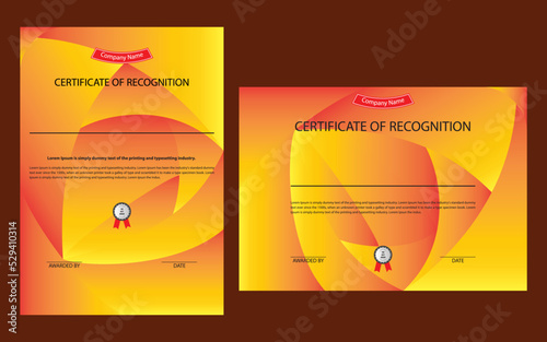 yellow gradient certificate of achievement template, Certificate of appreciation template, Certificate border template with luxury and modern line pattern, Diploma vector template