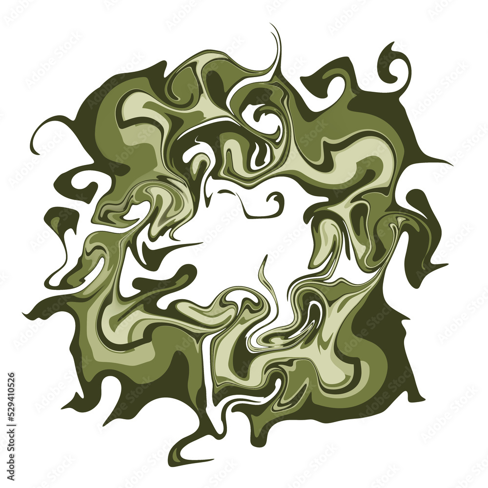 Abstract marble swirl texture. Gradient marbling pattern, green liquid paint. Isolated png illustration, transparent background. Asset for overlay, montage, collage, card or banner.