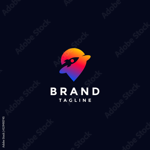 Rocket inside Hot Spot Icon Logo Design. Rocket inside Colorful Hot Spot Logo Design.