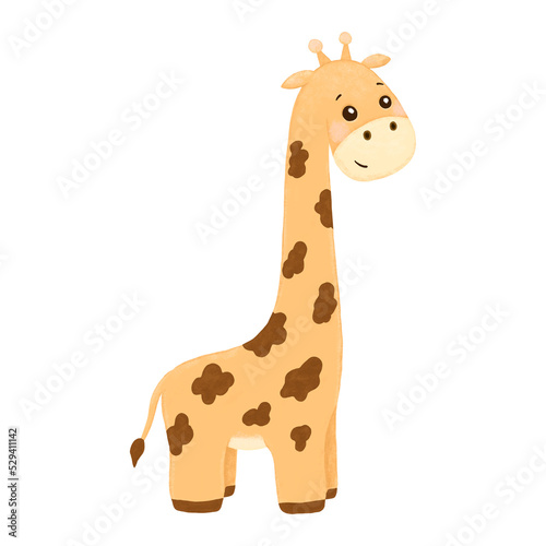 giraffe cartoon illustration ,african animals, cute little animal