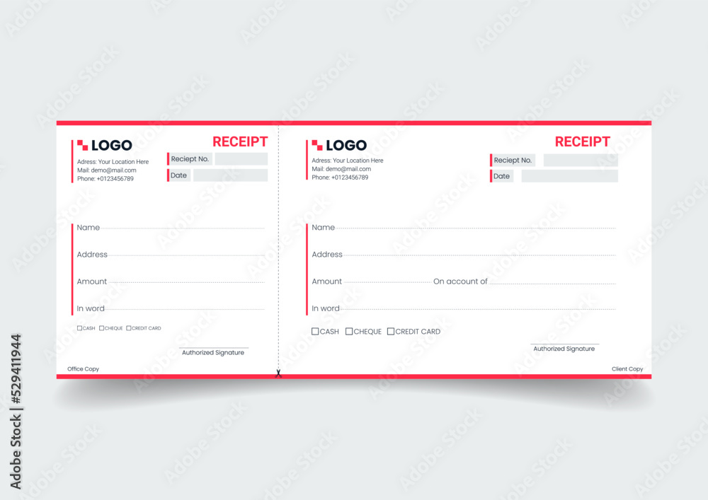 Payment paper slip with text space to add your identity and amounts. vector illustration Payment paper slip with text space to add your identity and amounts. vector illustration