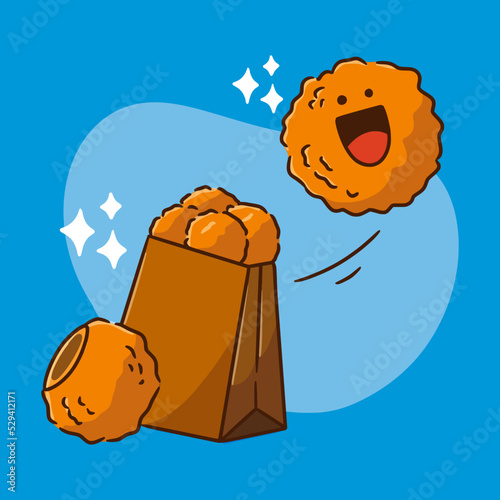 crispy croquette ready to take away food snack doodle illustration