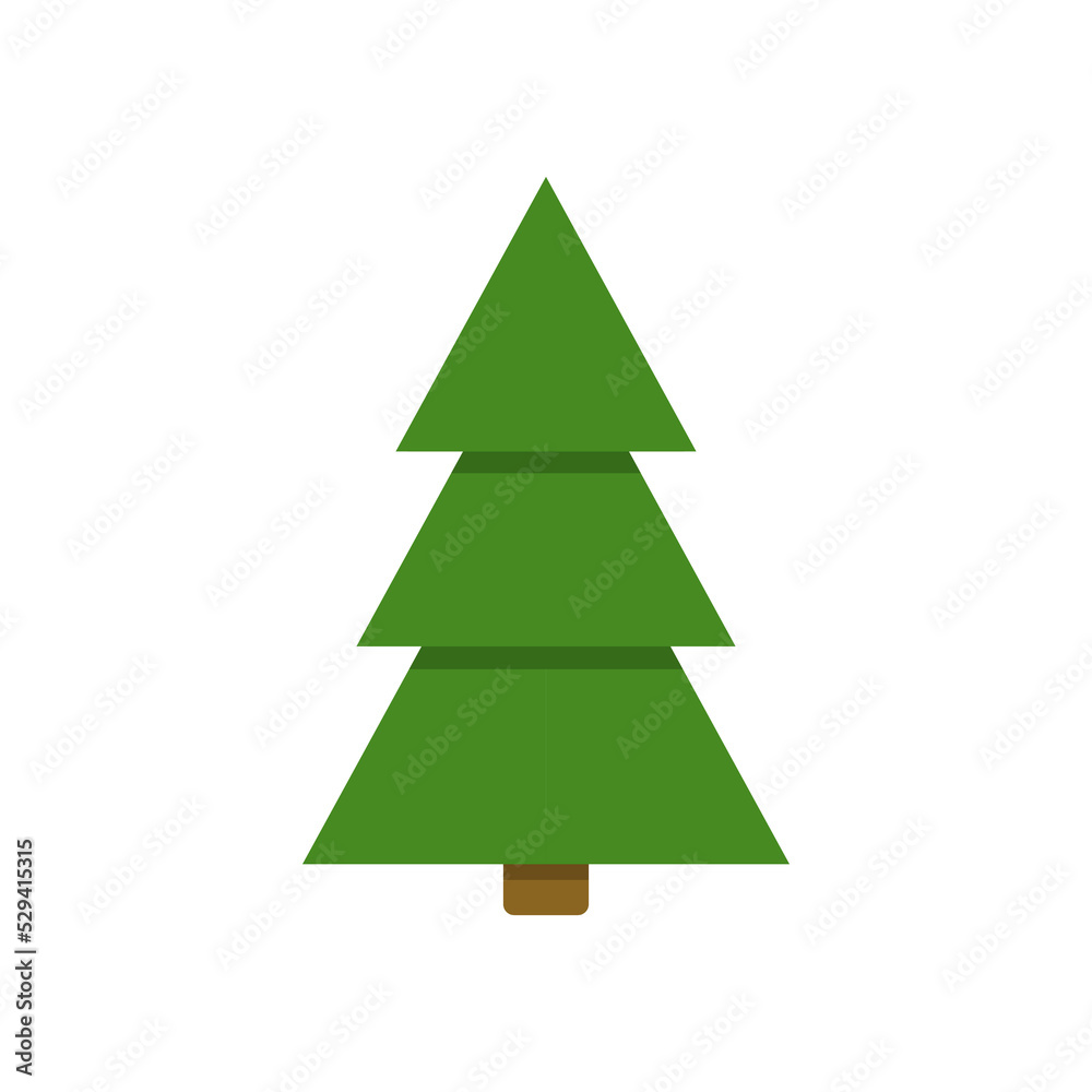 Fototapeta premium Christmas tree flat icon set. Xmas cartoon craft collection. Vector new year winter holiday desing element
