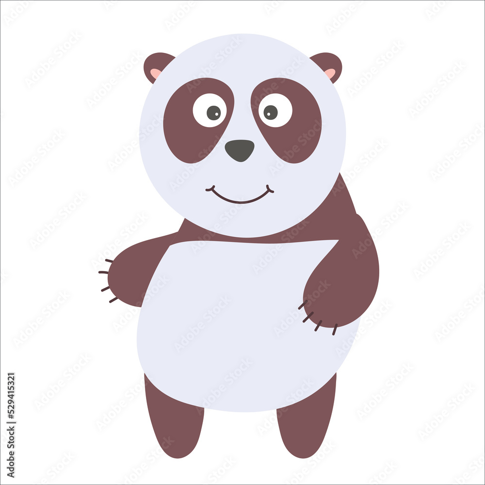 Vector cartoon panda. African animal. funny kind koala bear. Funny cute Adorable little african animal for fashion print, kids wear, nursery, poster, invitation, greeting card design