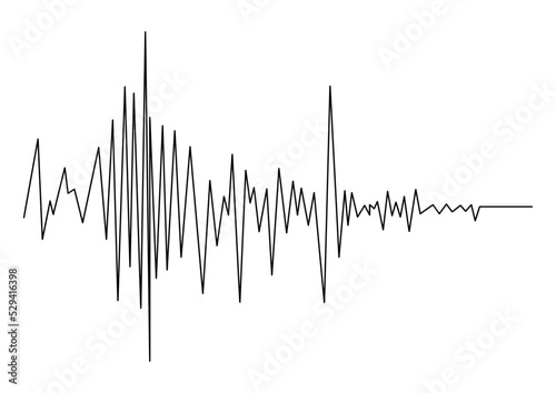 Earthquake seismogram or music volume wave line. Seismograph vibration or magnitude recording chart. Polygraph lie test detector diagram record. Vector illustration.