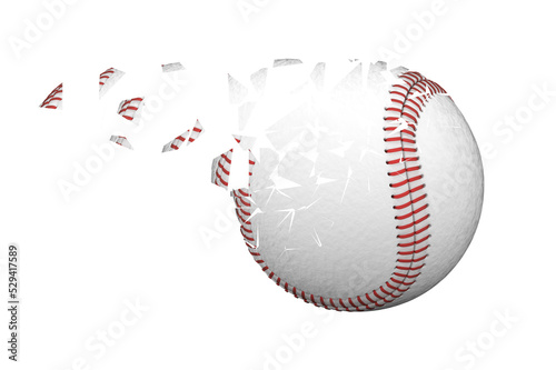 Melting baseball isolated on white background. 3D Illustration.