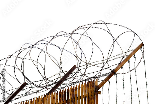 Fence with barbed wire