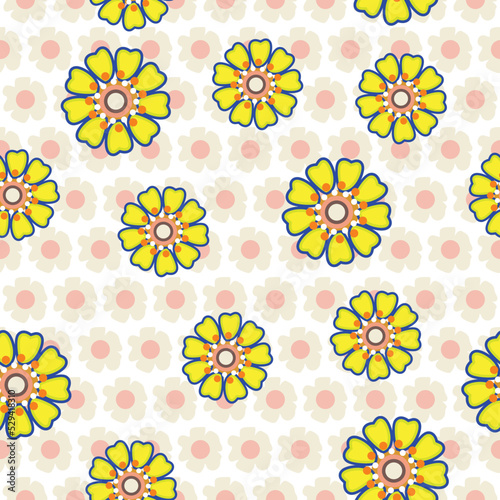 Abstract Retro Peony Flowers Seamless Pattern Trendy Fashion Colors Perfect for Allover Fabric Print or Wrapping Paper Minimal Vector Stylish Elegant Design