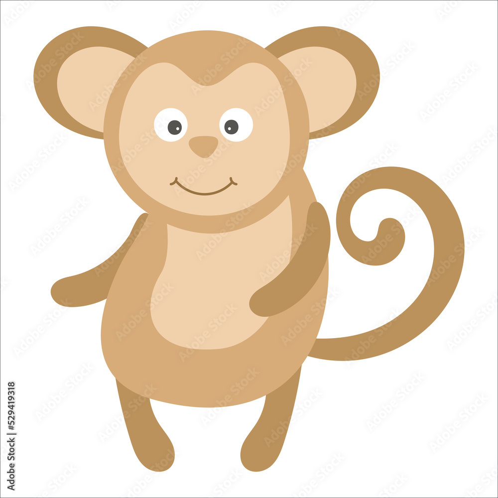 Vector cartoon monkey . African animal. funny kind monkey. Funny cute Adorable little african animal for fashion print, kids wear, nursery, poster, invitation, greeting card design Vector cartoon monkey . African animal. funny kind monkey. Funny cute Adorable little african animal for fashion print, kids wear, nursery, poster, invitation, greeting card design