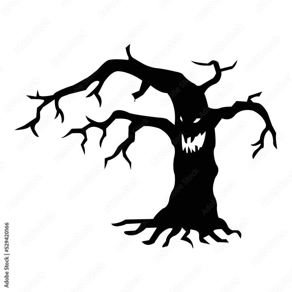 Halloween icon isolated on a white background. vector art, Emotional tree black. Halloween icon isolated on a white background. vector art, Emotional tree black.