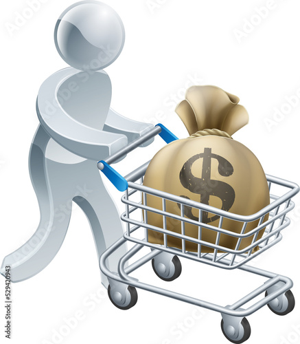 Person pushing trolley with...