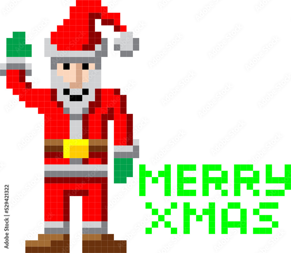 Retro pixel art Christmas Santa