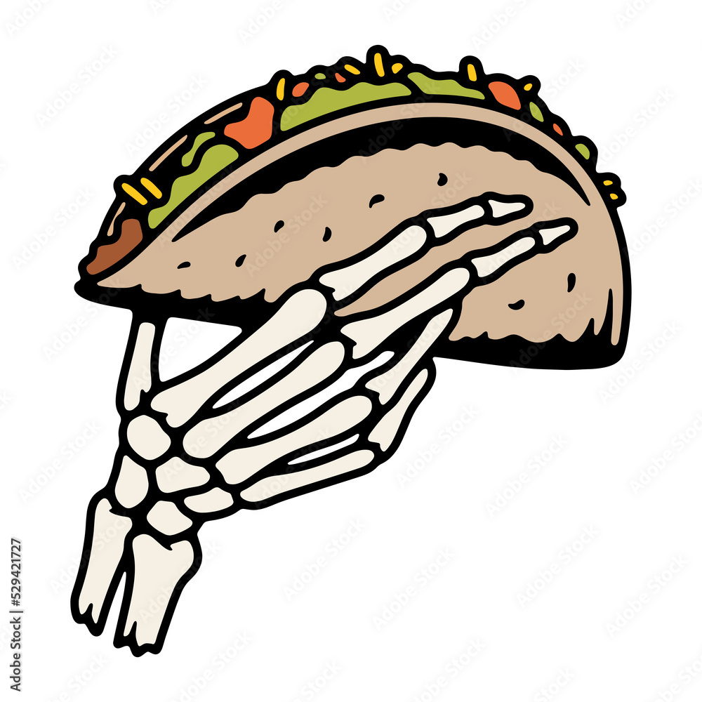 TACO IN SKELETON HAND COLOR BADGE TACO IN SKELETON HAND COLOR BADGE