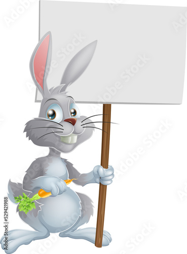 White Easter bunny rabbit sign