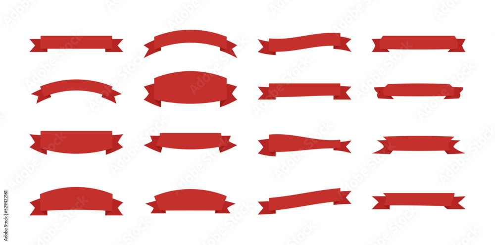 Red sale ribbon and simple banner label concept flat vector illustration.