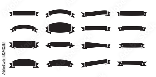 Red sale ribbon and simple banner label concept flat vector illustration.