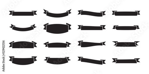 Red sale ribbon and simple banner label concept flat vector illustration.