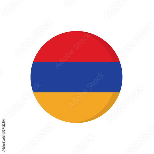 Flat icon flag of Armenia in circle symbol isolated on white background. Vector illustration.