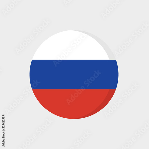 Flat icon flag of Russia in circle symbol isolated on white background. Vector illustration.