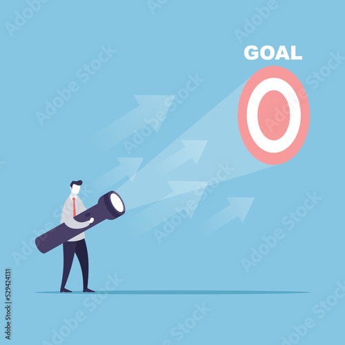 Businessman bring flashlight vector illustration concept, usable for, template, ui, web, mobile app, poster, banner, flyer, info. Business concept vector illustration.