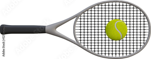 Tennis Racket and Tennis Ball - Transparent 3D Image